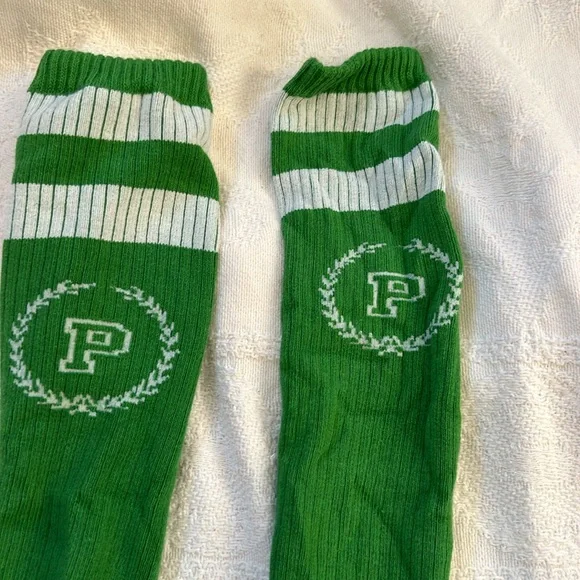 BARELY WORN Vintage PINK VS Preppy Sporty Knee Socks Y2K RARE -Green - Picture 4 of 7